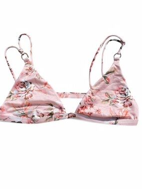 La Hearts Pink Floral Triangle Bikini Top